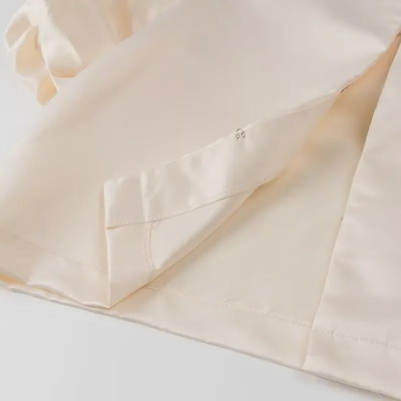 «Женский атласный топ свободного кроя с рукавами-фонариками из Европы и Америки 2024 года»