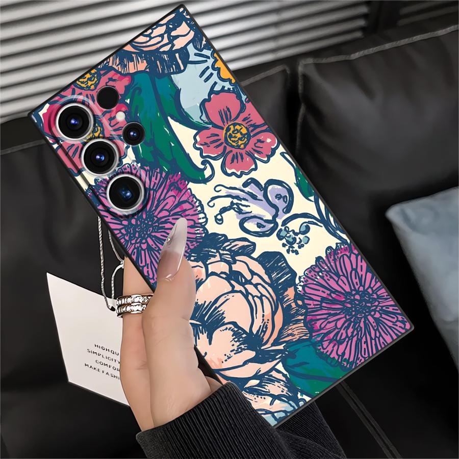 Мультяшный цветочный чехол для Samsung Galaxy S26 Ultra Note 20 8 9 10 S10 S9 S24 S20 Ultra S25 Plus S23 S21 FE Funda Чехол для телефона