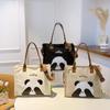 Women's Large Canvas Tote Bag with Cute Panda Print – Casual Shoulder Bag for Students and Commuters
