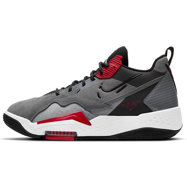 Jordan Zoom 92 Fabric Synthetic Leather Sports Round Toe Cushioning Non-Slip Wear-Resistant Low-Top Casual Shoes Unisex Sneaker Gray Red CK9183-006