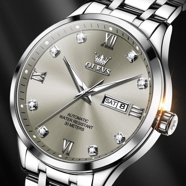 OLEVS Новые брендовые часы с двойным календарем, полностью автоматические механические деловые тенденции, мужские часы, мужские часы