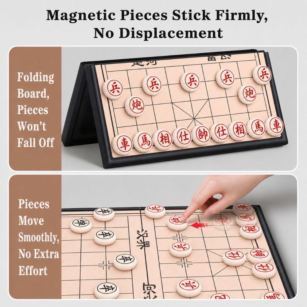 Foldable Xiangqi Strategy Board Game Set Portable Chinese Chess Set Office