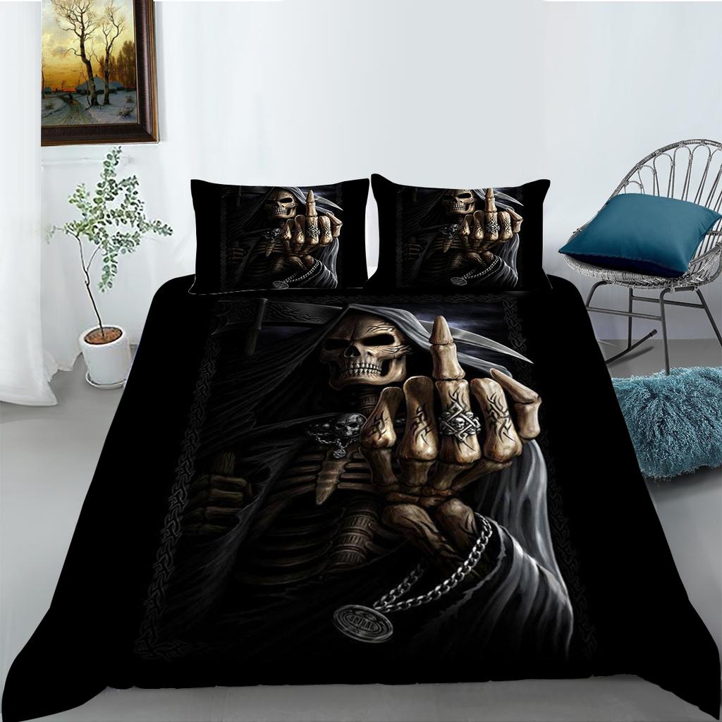 Комплект постельного белья с 3D принтом, наволочка с черепом, пододеяльник, комплект постельного белья, пододеяльник, полный размер, односпальная/двуспальная кровать, украшение для дома