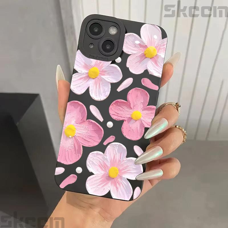 Милый чехол для телефона с цветочным узором и пчелкой для iPhone 16E 16 15 14 13 12 11 Pro Max Mini X XS XR 7 8 Plus Противоударный мягкий чехол