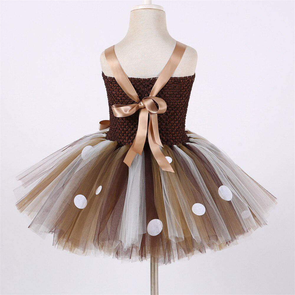 Костюм оленя для девочек, рождественское платье-пачка, нарядное платье с изображением лося и оленя на Хэллоуин, детская одежда для дня рождения для девочек