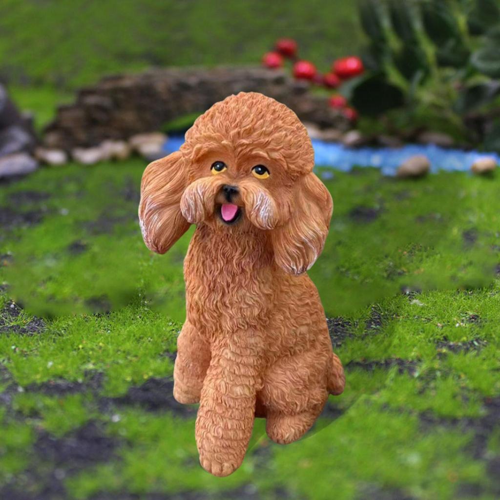 Garden Dog Statue 12x13x23cm Cute Animal Sculpture for Balcony Office Porch