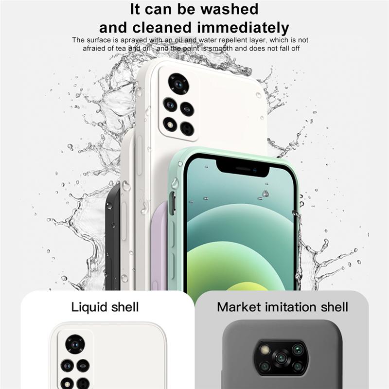 Роскошный мягкий жидкий силиконовый чехол для Xiaomi Redmi Note 11 10 Pro 11S 10S A1 10C 10A 9T Poco X5 X4 X3 NFC M5 M4 M3 Pro 4G 5G противоударный квадратный чехол