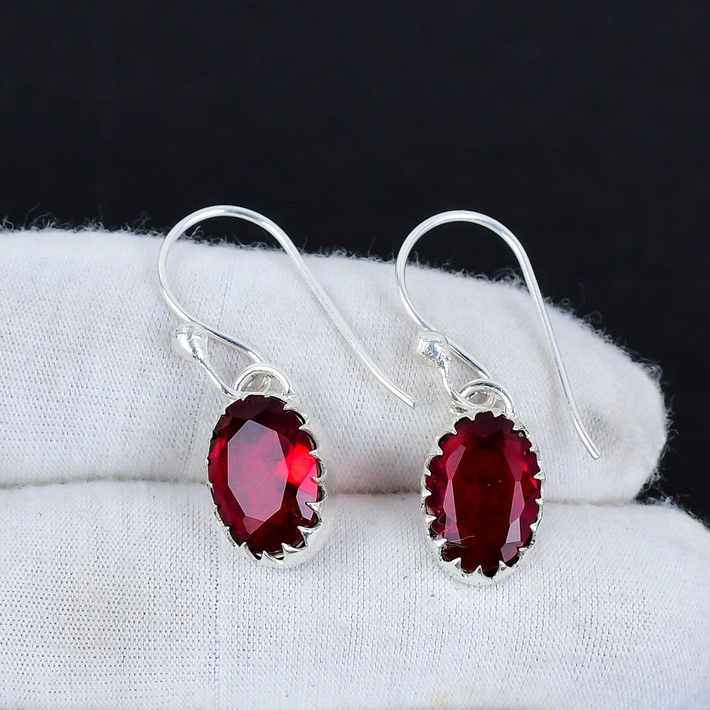 Серьги из серебра 925 пробы с красным гранатом, серьги-подвески из серебра в стиле бохо, подарки на годовщину, подарки для нее