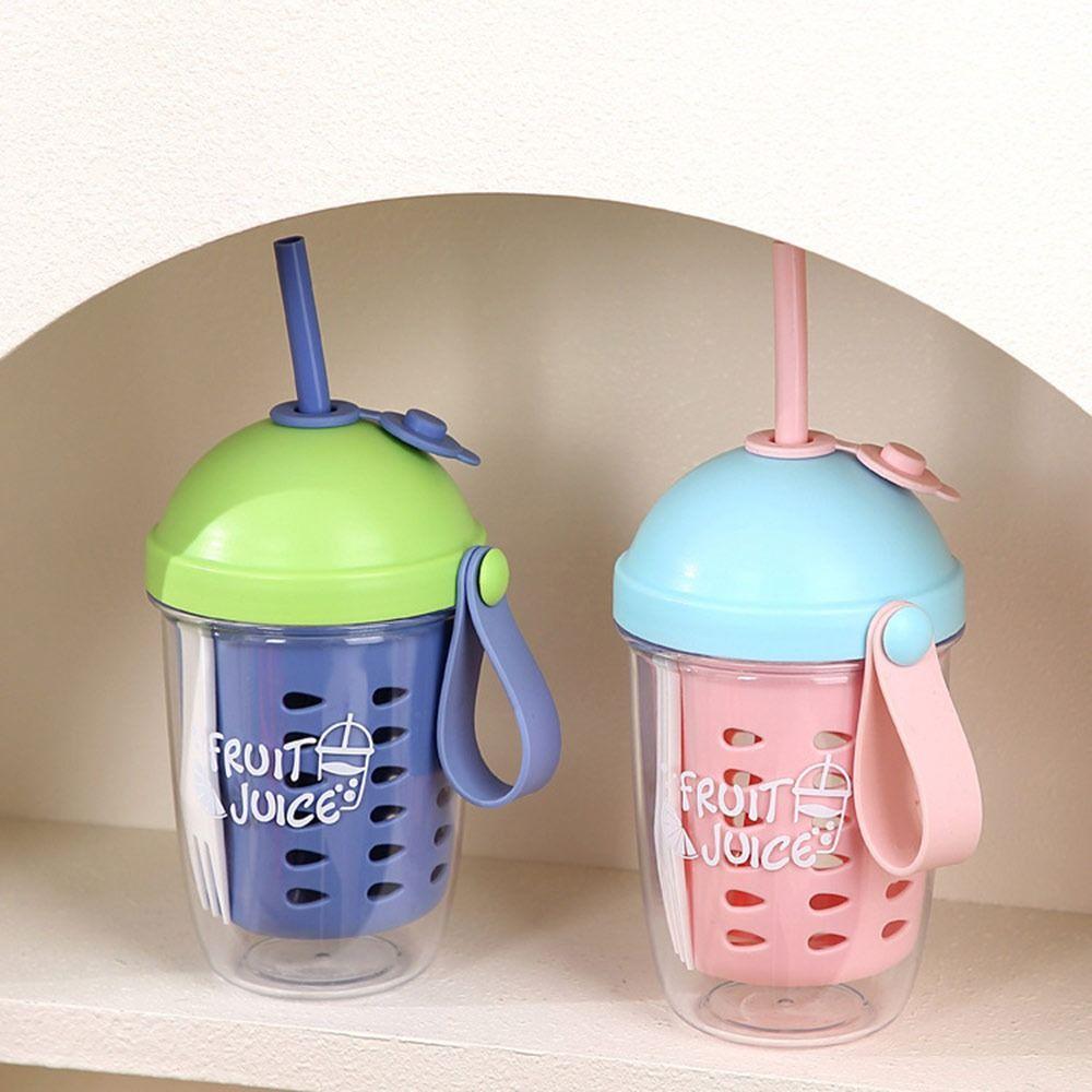 Double Wall Fruit Cup Leak Proof Breakfast Cup Multifunctional Salad Cup
