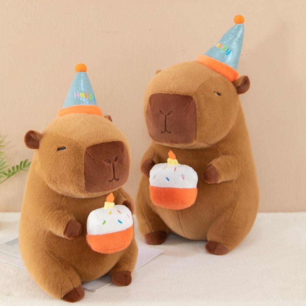 PP Cotton Capybara Plush Doll Happy Birthday Hat Capibara Anime Stuffed Doll  Children Girl