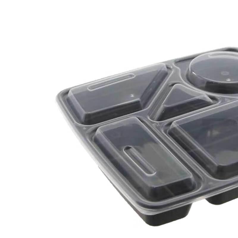 Shuhu Disposable 5-Compartment Black Meal Prep Container
