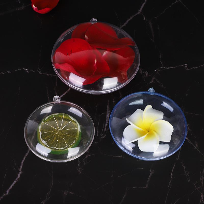 5Pcs Oblate Clear Plastic Ornament 3.5 Inch Christmas Fillable Hanging Flat Balls Bauble DIY Craft Xmas Celebration Decor