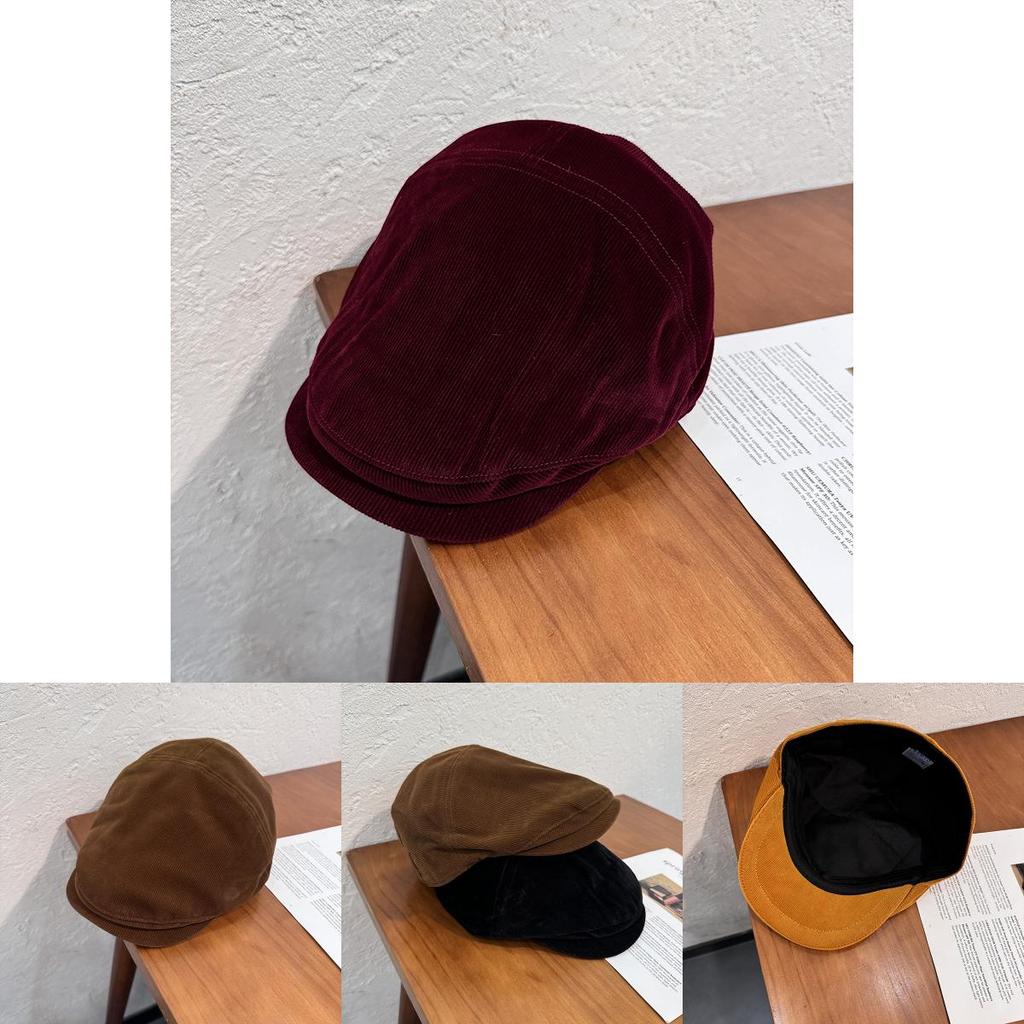 Vintage Streetwear Duckbill Hat With Polyester Corduroy Solid Color For Men And Women In Autumn