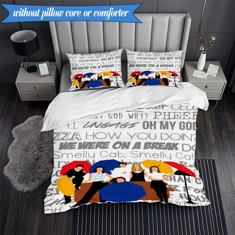 Friends Show Quotes 3pcs K-pop music group Bedding set,Ideal for Bedroom, Dormitory,Including Duvet Cover And 2pcs Pillowcases,Fan gifts