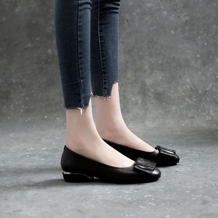 Весенне-осенние туфли на плоской подошве, женские туфли на низком каблуке, модные повседневные туфли на квадратном каблуке, женская обувь в горошек