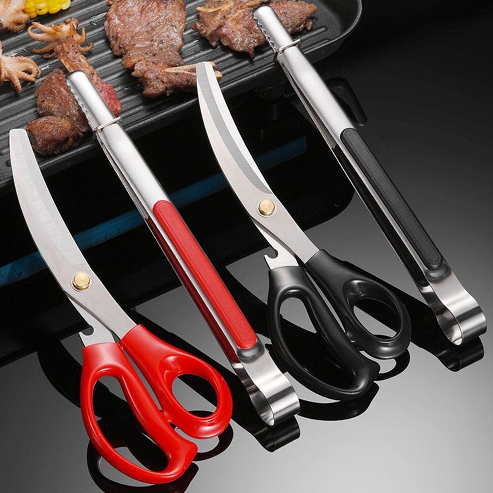 Meat Stainless Steel Heavy Duty Cooking Multipurpose Food Shears Clip BBQ Tongs Kitchen Scissors