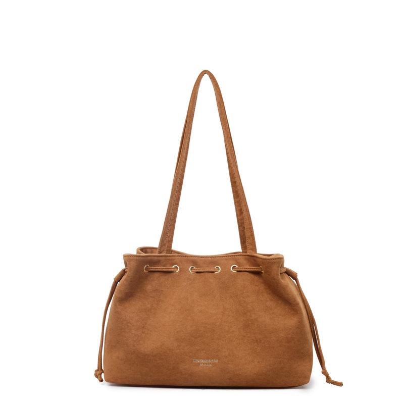 Новая сумка-тоут большой вместимости 2025 замшевая повседневная корейская версия ins универсальная портативная на плечо модная трендовая легкая роскошь