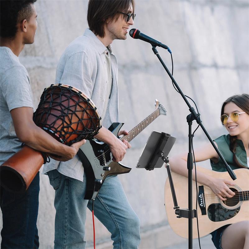 Mic Music Stand Tablet Phone Holder Aluminum Mountfor 4.7-13.5" Ipad Pro Air Iphone Surface