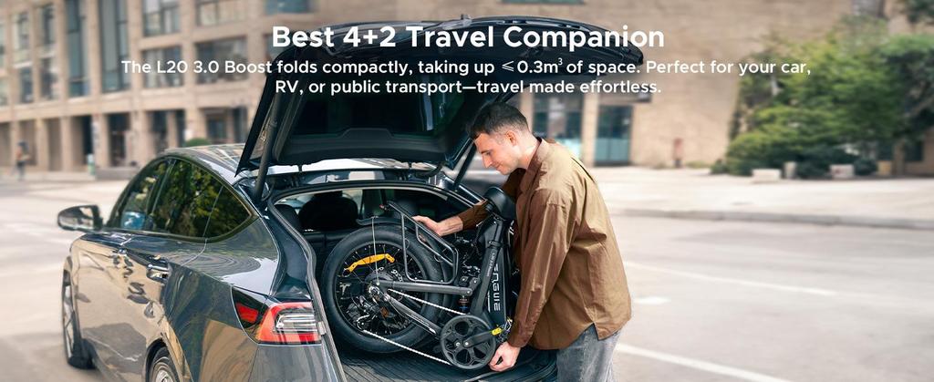 Электрический велосипед ENGWE поставляется с приложением, аккумулятором 48 В 13,5 Ач (запас хода до 135 км), и шины 20*3.0.L20 3.0 BOOST