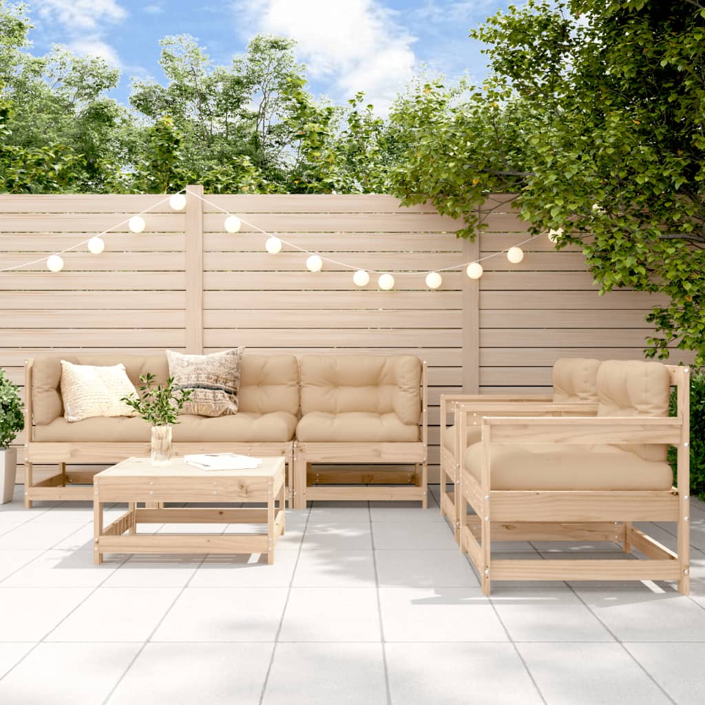 6 piece garden lounge set with cushions solid wood