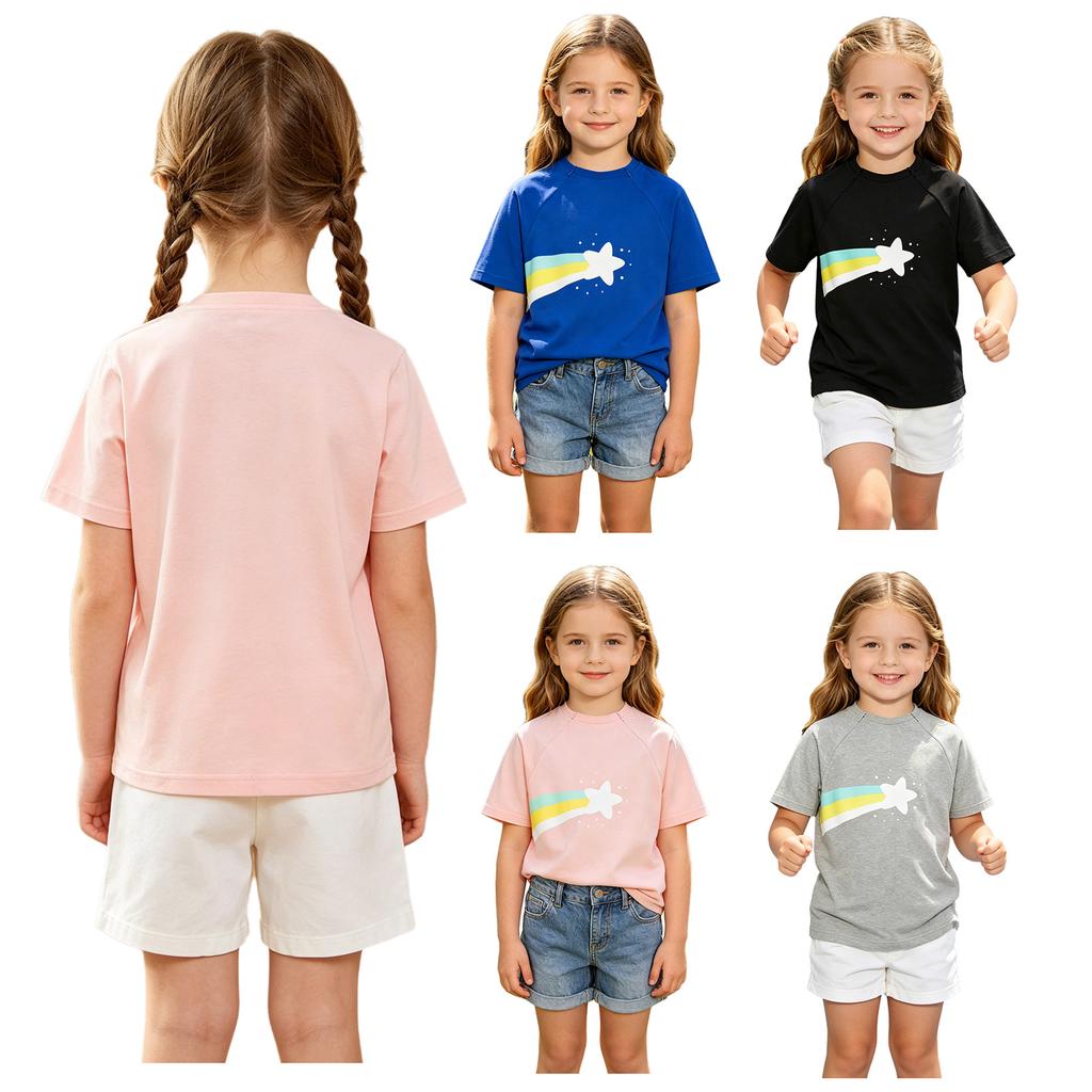 Kids Boys Girls Special Needs Adaptive Clothing Short Sleeve Rainbow Print Chest Port Access Chemo T-shirt with Zippers