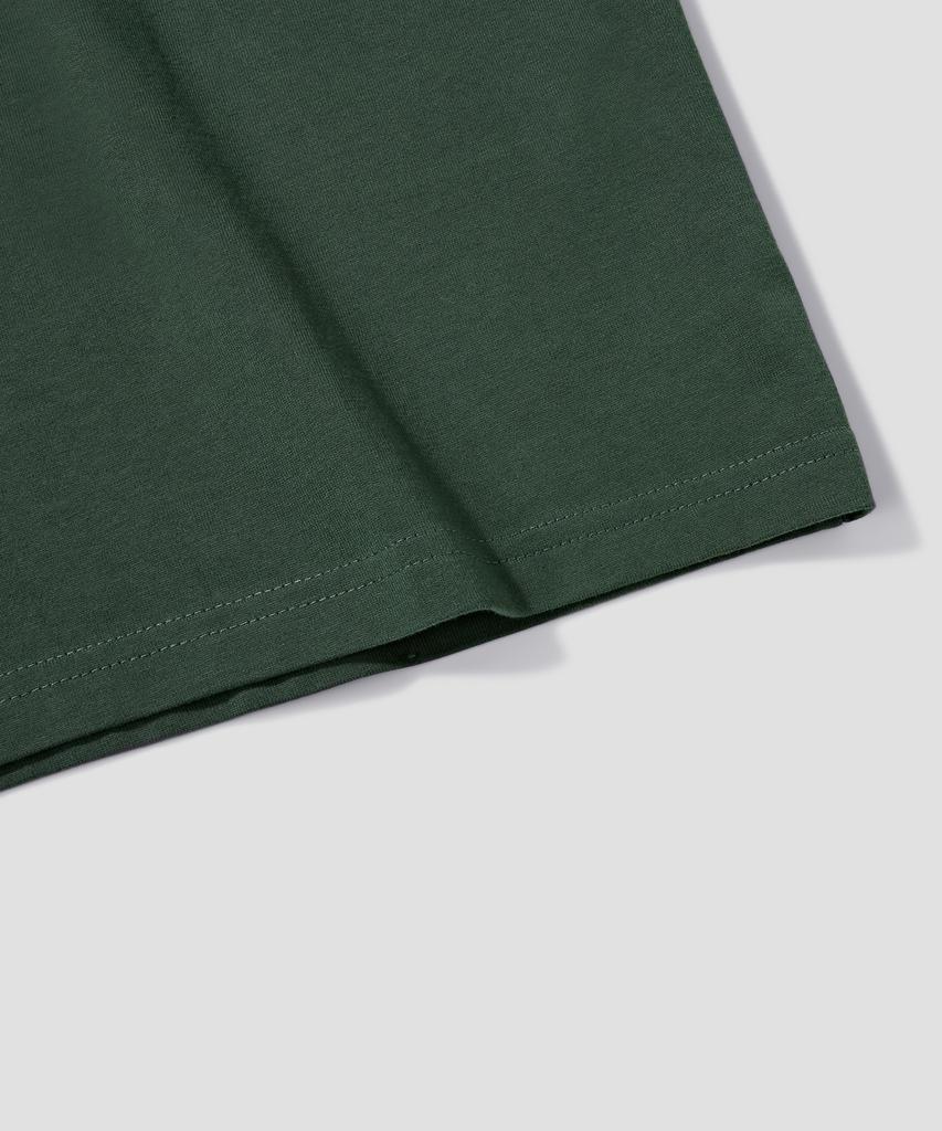AGOD Oversized Vintage Rugby Short Sleeve T-Shirt [Deep Green]