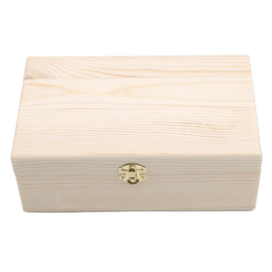 Wooden Box Rectangular Storage Box with Lock Clasp Gift Packaging Box Clamshell Solid Wood Box
