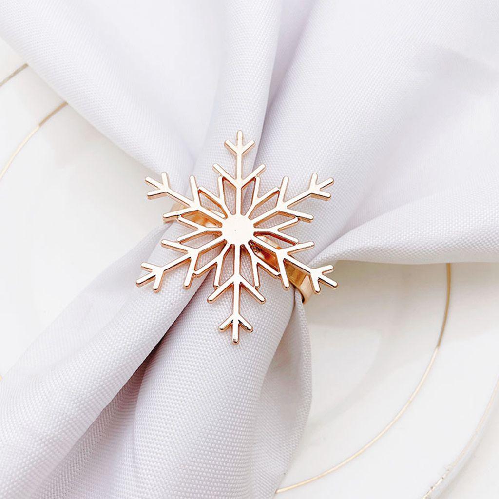 В форме снежинки для Рождества, вечеринки, свадьбы, кольцо для салфетки, декор стола, пряжка для салфетки, рождественские принадлежности