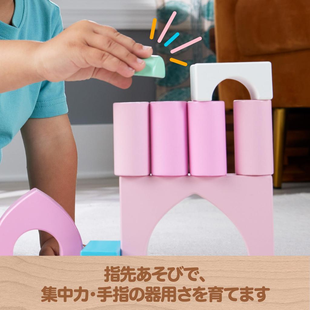 [Эксклюзивно для Amazon.co.jp] Деревянный игрушечный замок Fisher-Price, коробка с строительными блоками - Игрушка для младенцев и малышей, развивающая игрушка, в стиле Монтессори, от 2 лет, Пастельный C