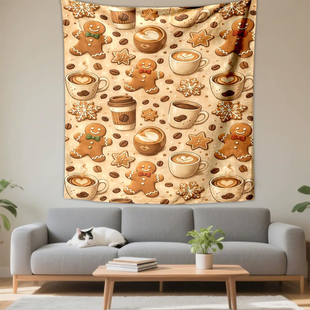 Gingerbread & Coffee Pattern Patterned tapestry for bedroom and living room home decor