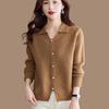 Свитер с лацканами для женщин на осень и зиму, свободный свитер, топ, стиль пуловера, трикотажная базовая рубашка