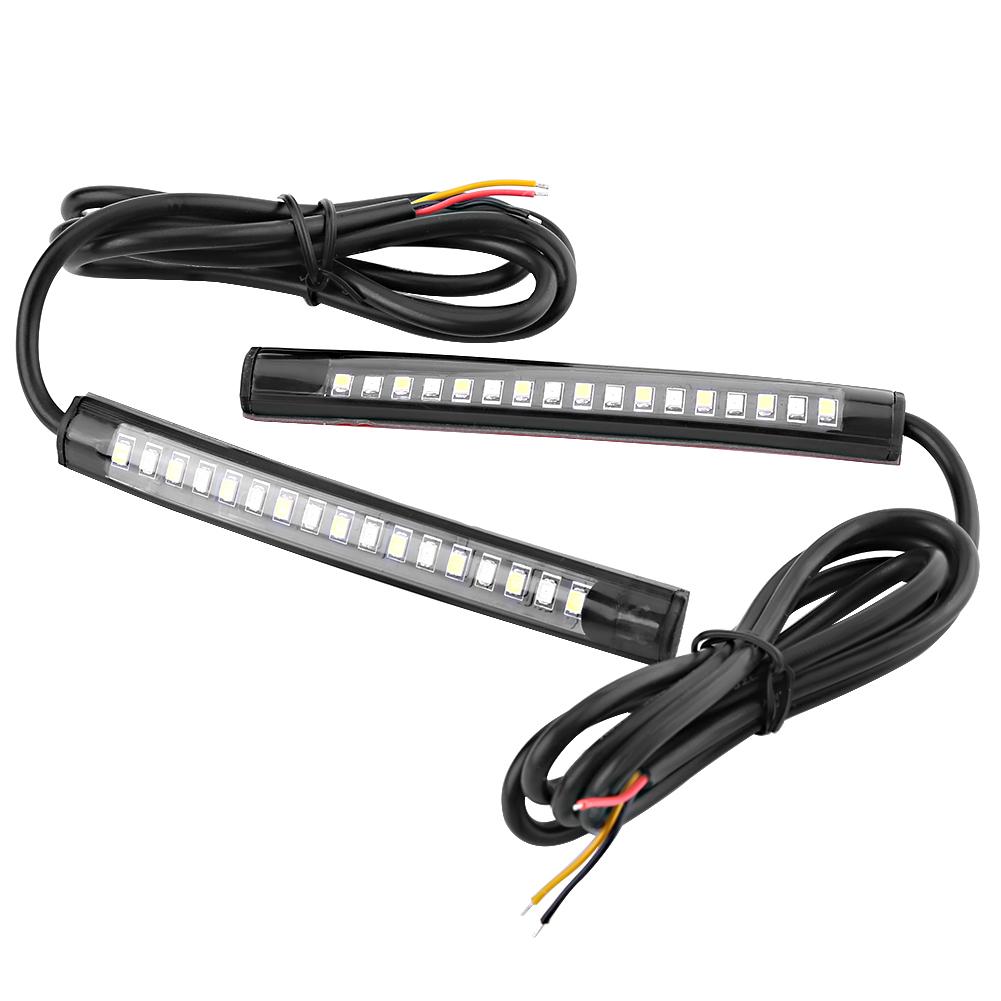 1 Pair Motorcycle Car Flexible 17 SMD LED Tail Light Strip Brake Stop Turn Signal Indicator