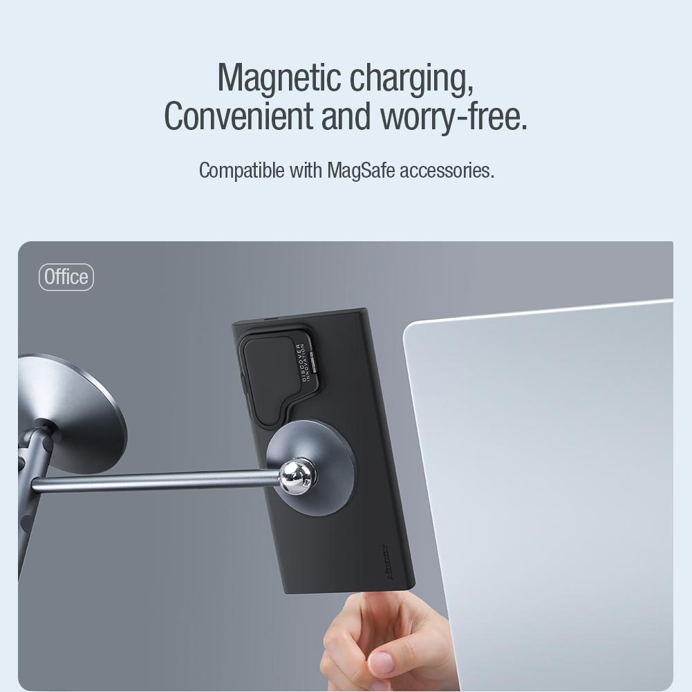 Nillkin For Samsung Galaxy S24 Ultra 5G Magnetic Case Silky Prop Sillicone Camera Cover protection with Stand HardPC Back Cover
