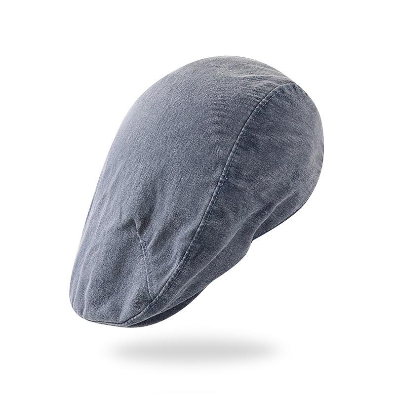 Solid-colour British-style creased beret: unisex retro, artsy, washed and distressed baseball cap