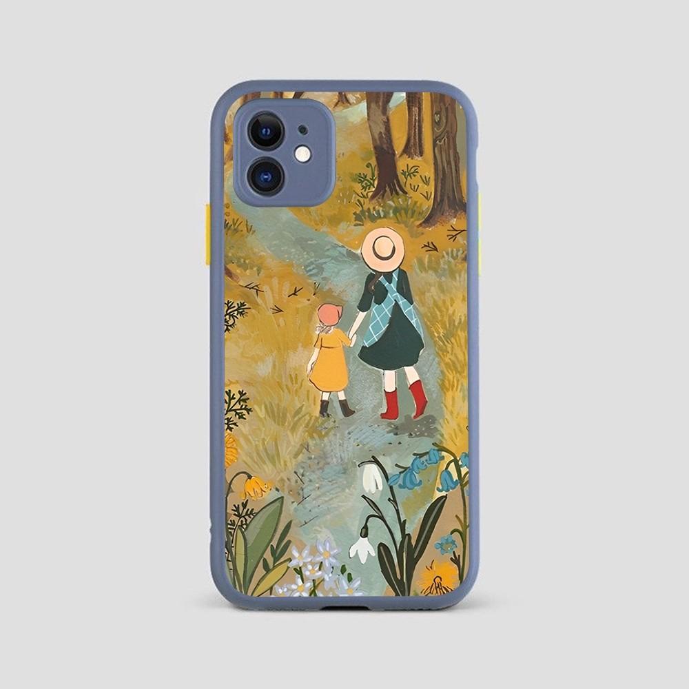 Мультяшный Пейзаж Девушка Чехол для Телефона для iPhone 14 11 12 13 Mini Pro Max 8 7 Plus X XR XS MAX Полупрозрачная Матовая Крышка