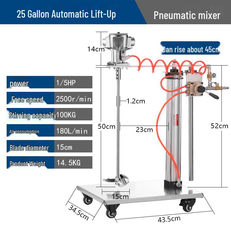 25 Gallon Automatic Lifting Industrial Pneumatic Paint Mixer CN plug (adapter included)