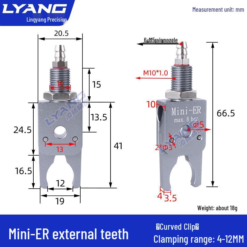 Pneumatic Mini Grippers: A/B/C/E Robot Arm Clamps for Injection Molding (J1060/J1080).