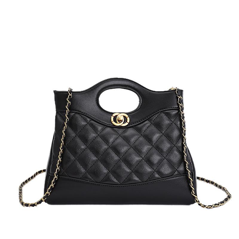 Bag Rhombus Portable Small Square Bag Women's 2025 Autumn and Winter New Trendy Contrast Shoulder Bag Chain Crossbody Bag