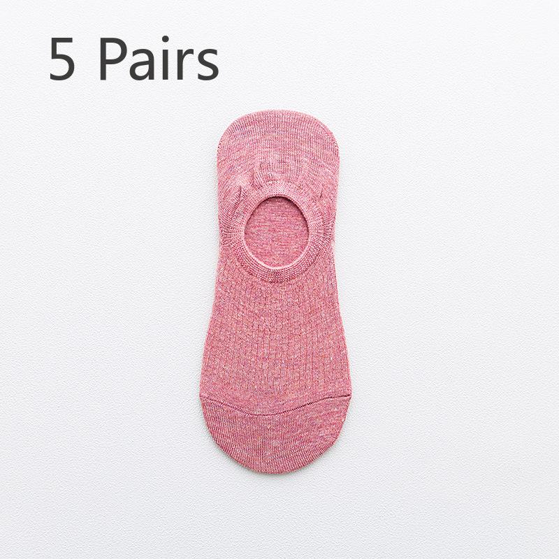 5 пар женских весенних и летних невидимых силиконовых нескользящих носков-лодочек с небольшим горлом
