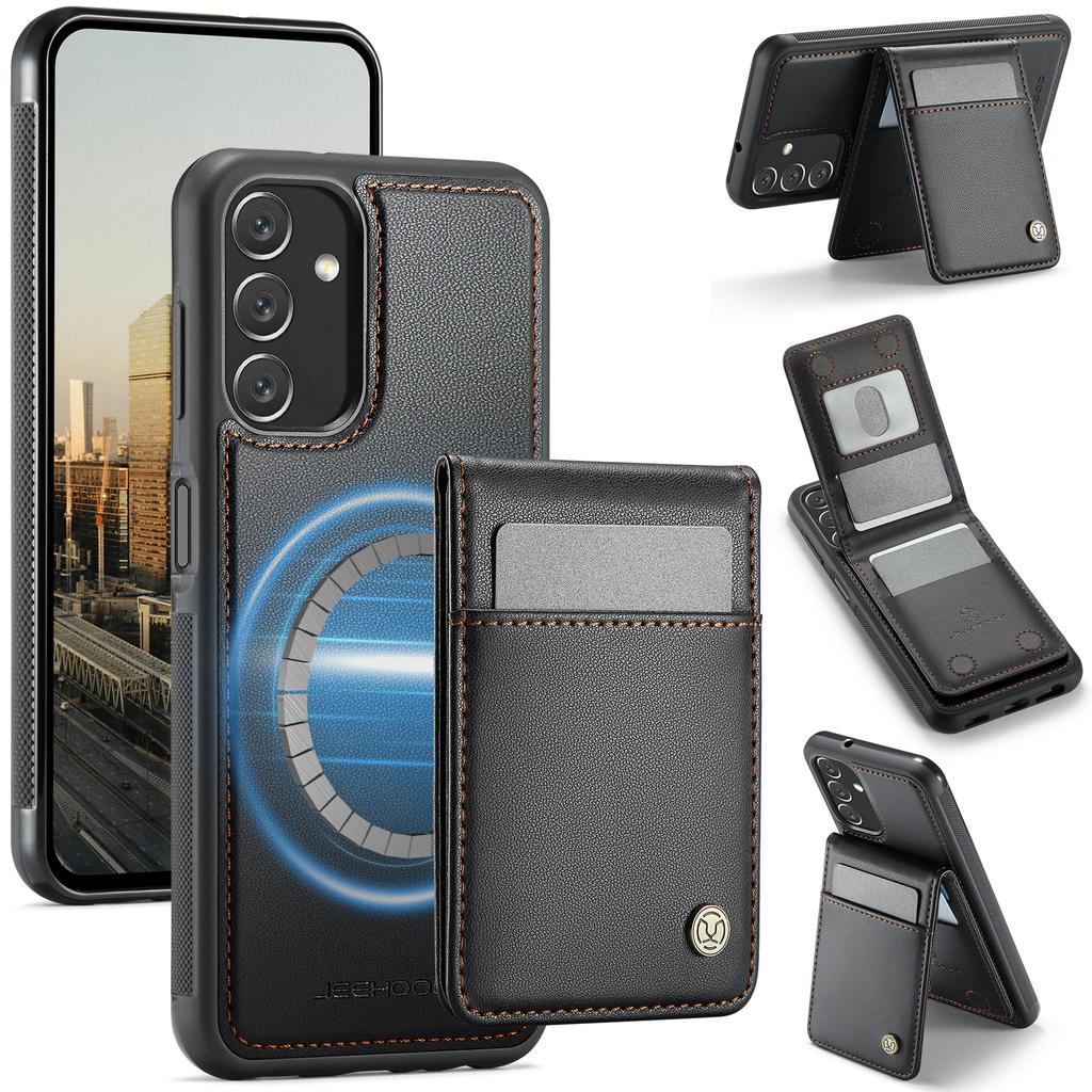 Кожаная задняя крышка для Samsung Galaxy A14 4G/Galaxy M44 5G/Galaxy A14 5G, совместимая с MagSafe, чехол для телефона JEEHOOD J06 с карманом для карт, блокировка RFID