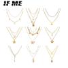 Fashion Multilayer Gold Necklace Butterfly Snake Lock Pendant Necklaces Chain Choker Women Jewelry Accessories