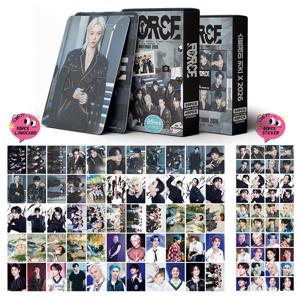 In Stock New Skzoo 95Pcs Stray Kids Hop Album Peripheral Lomo Cards Sk Collection Cards + Diy Big Head Stickers For Fa