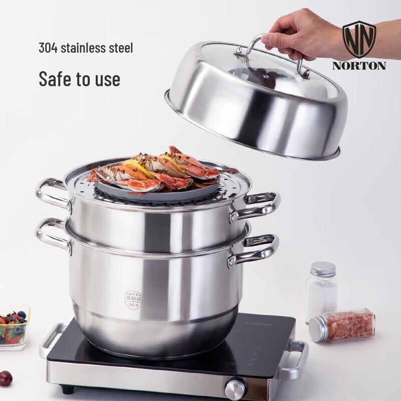 Многоцелевая пароварка NORTON из нержавеющей стали 304 с прозрачной крышкой, 30 см