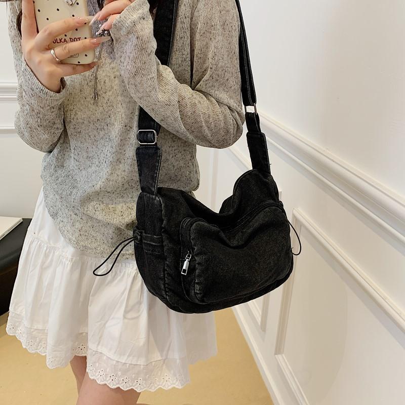 Женская повседневная сумка-сатчел через плечо, женская маленькая джинсовая винтажная сумка-мессенджер, регулируемый ремешок, повседневная сумка-тоут, многофункциональная шикарная сумка-хобо