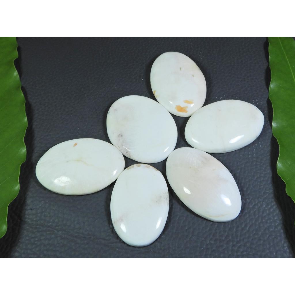 270Cts. Natural White Scolecite Oval Cabochon Loose Gemstone 6 Pcs Lot A-280