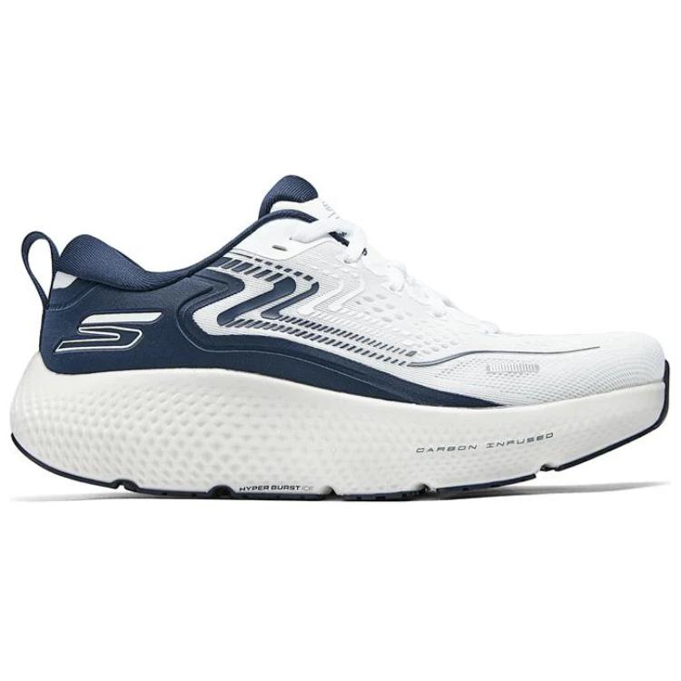 Skechers Go Run Max Road 6 Легкие Удобные Прочные Низкие Тренировочные Беговые Кроссовки Мужские Сникер Белый Синий 246078-WNV