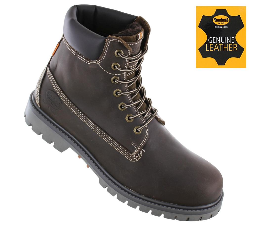 Dockers By Gerli Сапоги 6 дюймов - Мужские зимние ботинки кожаные коричневые 53AX101 ORIGINAL Shoes