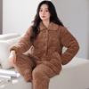 Winter Three-Layer Padded Pajamas Women'S Warm Fleece Thickened Coral Fleece Winter Padded Jacket Loungewear