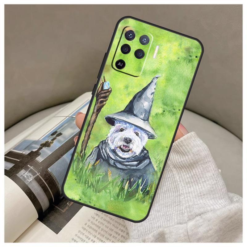 Cartoon Westie Dog Case For Oppo A74 A94 A54 A18 A38 A58 A78 A98 A80 A60 A40 A96 A76 A16 A15 A17 A57 A77 A5 Pro