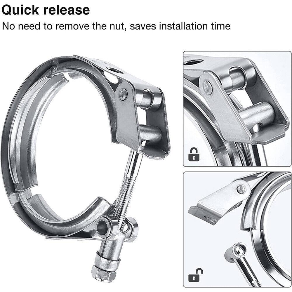 Universal 2pcs 3" V Band Stainless Steel Exhaust Clamp Kit with Mild Steel Flange Male Female For Charge Piping Exhaust Systems